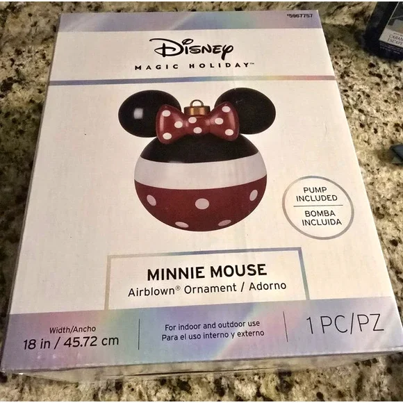 Minnie Mouse Christmas Air Blown Ornament Disney Magic 18" Large Airblown Red - Picture 5 of 8